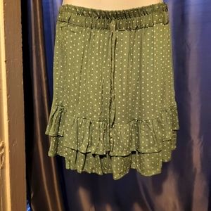 Green & White Polka Dot Skirt